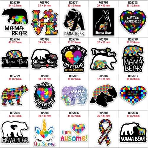 30pcs/lot planar resins Resin Flat Back Cartoon Bear Pattern Printed DIY Decoration Crafts Accessories R0578 R0579 R0580