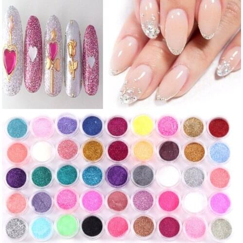 45Pcs/Set Nail Glitter Powder For Nails Makeup Eyeshadow 45 Colors Nail Art Mix Sequins Shimmer Powder Cosmetic Craft Glitter