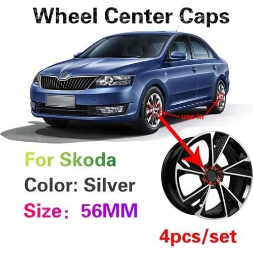 4X 56mm Auto Accessories Car Wheel Center Cover Hub Caps For Skoda Superb Octavia A3 A5 A7 2 3 5 7 Rapid Kodiaq Fabia Karoq Yeti