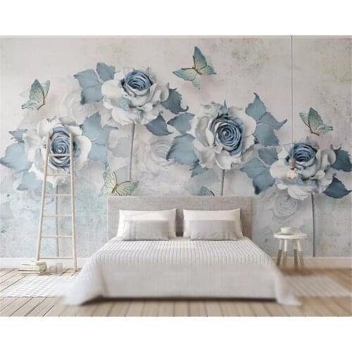Beibehang Custom fashion three-dimensional interior decoration wall paper fresh flower simple European background 3d wallpaper
