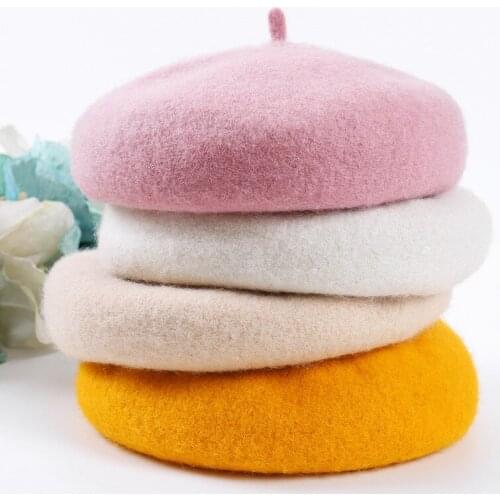 Women Girl Autumn Winter Hat Pure Wool Berets French Artist Beret Women Painter Hat Vintage Girls Berets Female Warm Walking Cap