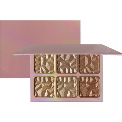 5 Piece 6 Colors Bronze Highlighter Palette Private Label Makeup Diamond Brighten Highlighters Contour Pallete Custom Vendors