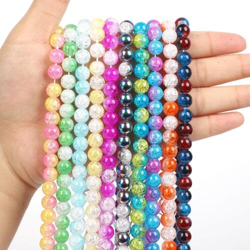 Natural Stone Beads Multicolor Burst Flower Stone Round Loose Beads for Jewelry Making Needlework DIY Bracelet Strand 4-12 MM