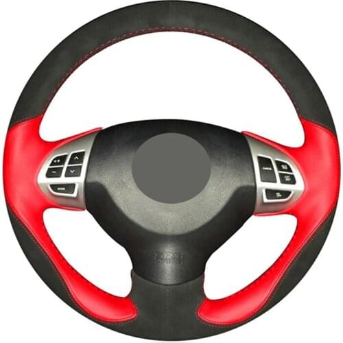 Car Steering Wheel Cover Hand-Stitched Soft Black Genuine Leather Suede For Mitsubishi Lancer X 10 2007-2015 Outlander 2006