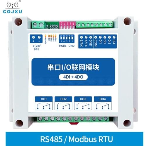 Cojxu MA01-AXCX4040 4DI+4DO Modbus RTU Industrial Grade Serial Port I/O Networking Module RS485 Interface 4 Switch Output