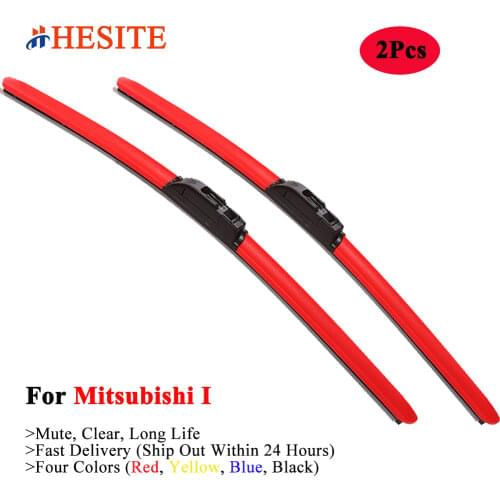 HESITE Colored Hybrid Wiper Blades For Mitsubishi Outlander I Miev Diagnostic Model 1Pcs 28" Boneless Windshield Wipers Red Blue