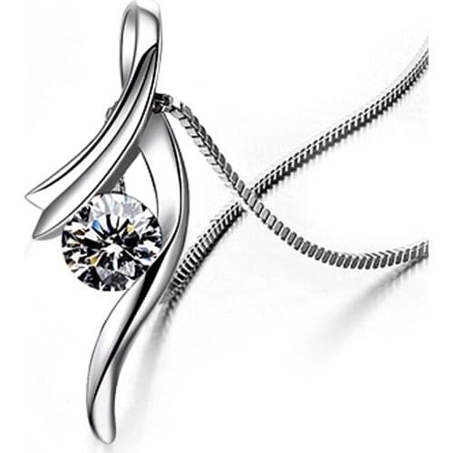 Precious Gift Ladys Best Love Jewelry Elegant Box Chain Necklace Drop Pendant Fashion Silver Jewellery Simulate Crystal