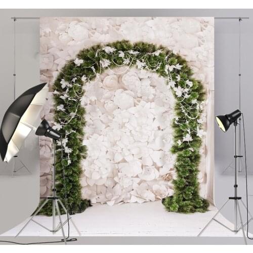 BEIPOTO White flower Arch Wall Floral Backdrop for Ladies in Bridal Shower Pictures Wedding Event Party Photography background