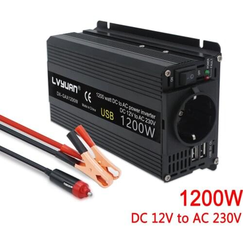Inverter 12V 220V 1200W/1500W/2000W Converter 2 USB EU Universal Webasto 12 Volts Inversor12v 220 v Inversores Solar