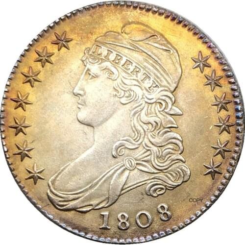United States 50 Cents ½ Dollar Liberty Eagle Capped Bust Half Dollar 1808 Cupronickel Plated Silver Copy Coin