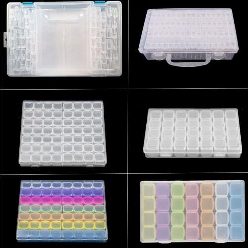 8-28-56-64pcs small grid Adjustable Transparent Plastic Storage Box for diamond mosaic Tool Box special shaped bead Organizer