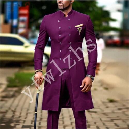 Handsome Groomsmen Mandarin Lapel Groom Tuxedos Wedding Dress Men Suits Blazer Prom Dinner (Jacket+Pants+Tie) K532