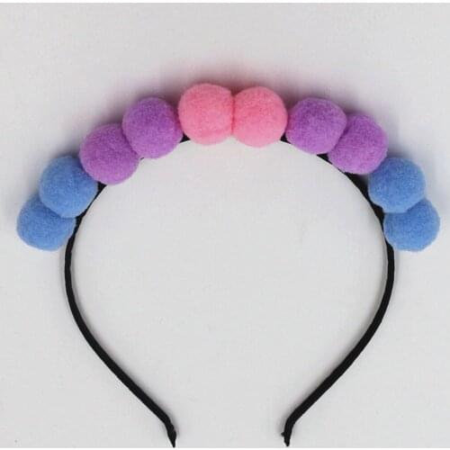Cute Artificial Rabbit Fur Ball Head Hoop Girls Hairband Headband Hair Ornament headwear Candy colors Head Hoop Hair Accessories