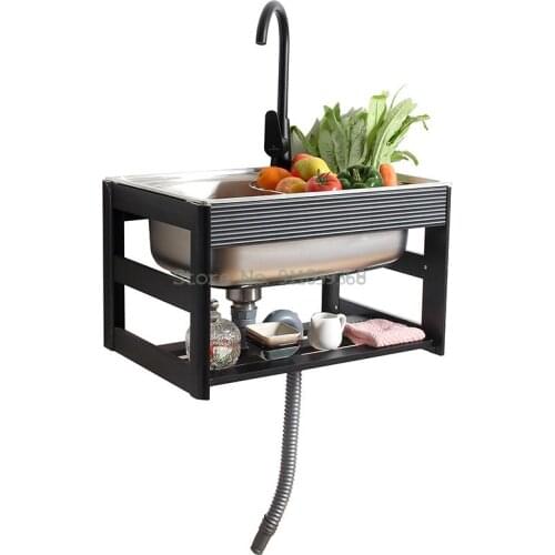 Kitchen Stainless Steel Sink Wall-mounted Single Sink Simple Vegetable Sink Sink Sink Sink Single Basin With Bracket