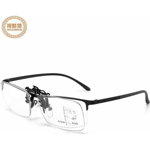 Ultralight Progressive multifocal clip reading glasses men smart zoom reading glasses women far near anti-blue clip glasses