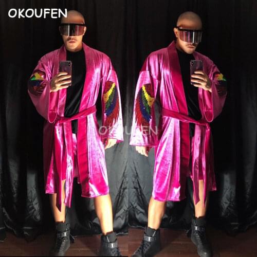 Nightclub bar men and women clothing night show ds costume new DJ hip hop velvet robe boxing suit stage wear