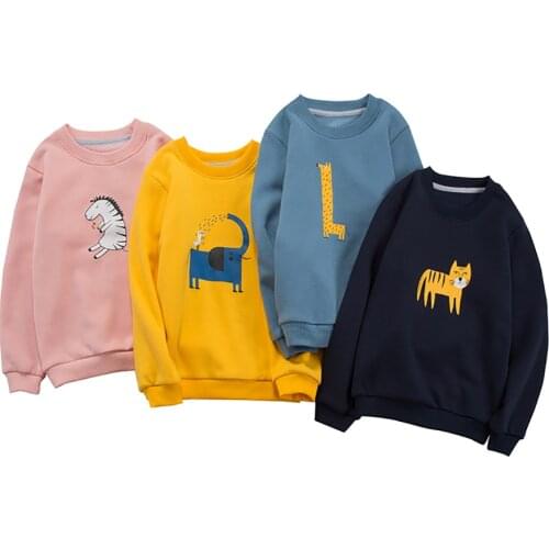 2-10 Years Boy Girl Autumn and Winter Clothing Sweatshirts Children Cartoon Print Plus Velvet Warm Clothing Sweatshirts Pullover