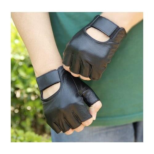Womens fashion 100% Genuine leather semi-finger gloves male mens summer slip-resistant mitring ride semi-finger gloves
