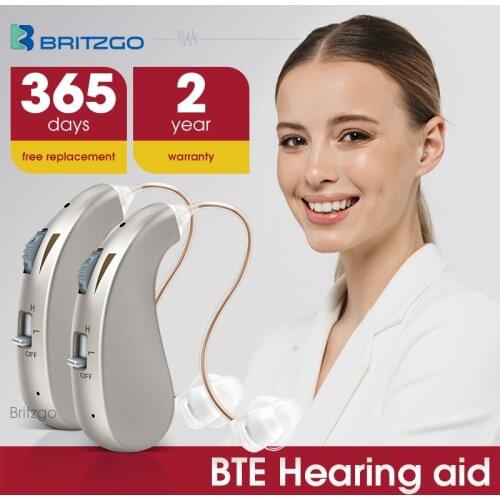 Britzgo Mini Deaf Hearing Aid,2pcs Wireless Invisible Digital Noise Reduction USB Charging Hearing Loss Sound Amplifier