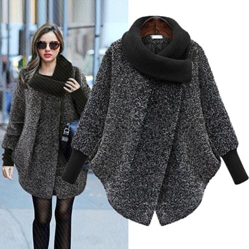Stylish Womens Loose Warm Winter Long Sleeve Wool Coat Solid Woolen Outcoats In Winter Daily Overcoats Dropship