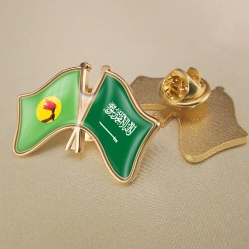 Zaire and Saudi Arabia Crossed Double Friendship Flags Lapel Pins Brooch Badges