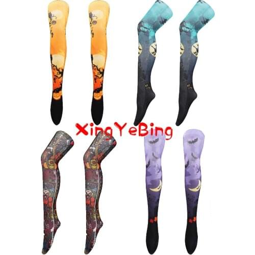 Halloween Stockings 3d Printed Feminine Knee-Length Socks Scary Pumpkin Bat Ghost Graffiti Sexy Night Stockings