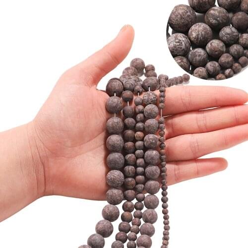 1Strand Natural Matte Brown Snowflake Stone Round Loose Spacer Bead For Jewelry Making DIY Bracelet Accessories 4 6 8 10 12mm