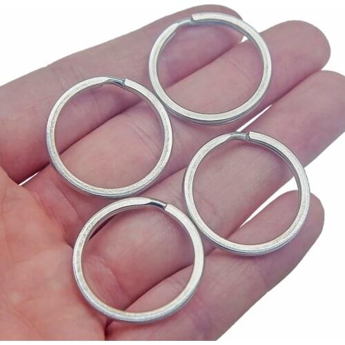 10pcs Stainless Steel Key Ring Key Chain 15/20/25/28/30/32/35mm Women Steel Round Split Cute Keychain Gifts Men Diy Accessories