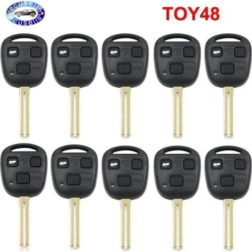 10PCS/LOT, 3 Buttons Remote Key Shell Car Key Case TOY48 (Short) for Lexus RX350 ES300 ES330 GS400 GS430 GS470 with Rubber Pad