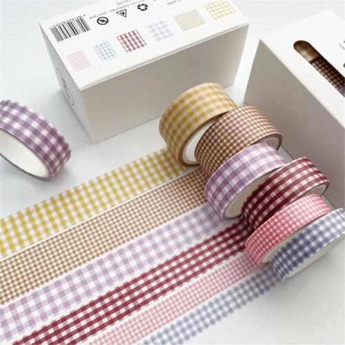 12 Set/72pcs Vintage Black Washi Tape Grid Stripe Masking Tape Decorative Adhesive Sticker Scrapbooking Stationery Wholesale X2