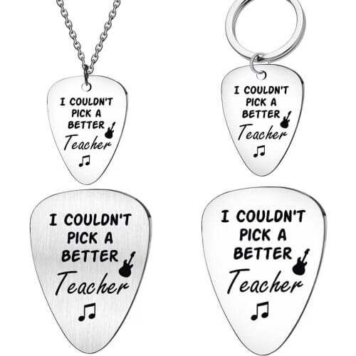 2021 new fashion popular Guitar Pick Necklace stainless steel pick birthday gift family love music forever