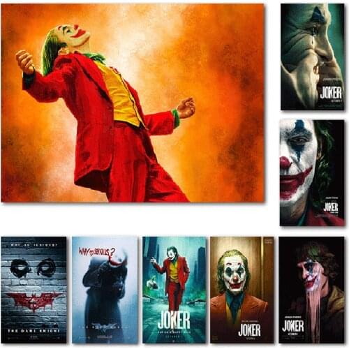 36 Styles of Joker Clown Character Posters and Prints HD Spray Classic DC Movie Star Canvas Painting Bedroom Living Room Murals