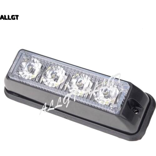 4-LEDs DC12V Emergency Beacon Strobe Flash Warning Light fits Universal White