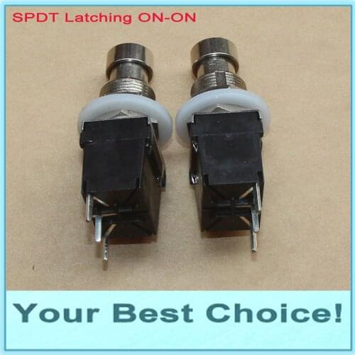 5pcs/Lot SPDT Latching ON/ON Guitar Effect Push Button Stomp Pedal Foot Switch,PCB Lug