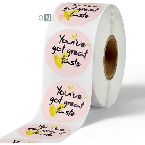 500 Pcs/Roll Pink Stickers You'Ve Got Great Taste Stickers Gold Seal Labels Cute Gift Packaging Sticker Stationery Label