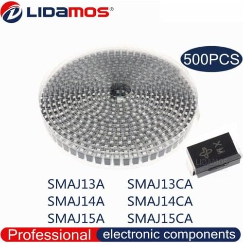 500PCS TVS SMAJ13A BG SMAJ14A BK SMAJ15A BM SMAJ13CA XG SMAJ14CA XK SMAJ15CA XM DO-214AC SMA SMD Diode Triode High Quality