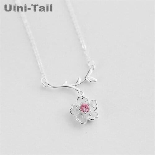 925 sterling silver cherry blossom necklace Korean art fashion trend small fresh high quality original jewelry wholesale
