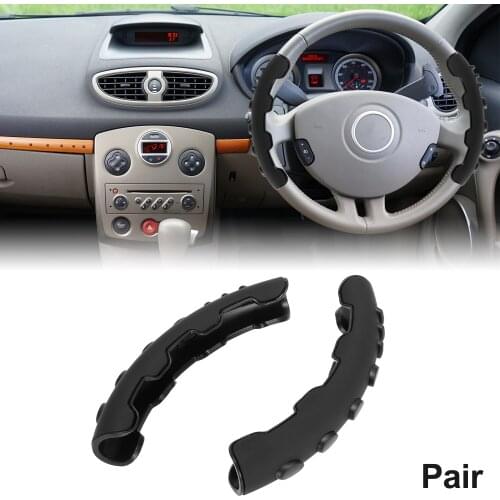 X Autohaux Pair Car Steering Wheel Booster Anti Slip Cover Protector Decorative Black Carbon Fiber Pattern 27mm Inner Diameter