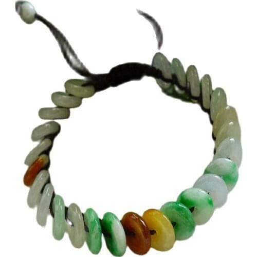 3 Colors Grade A Jade Coin Bracelet Bangle Chinese Jadeite Handmade 50-63 mm