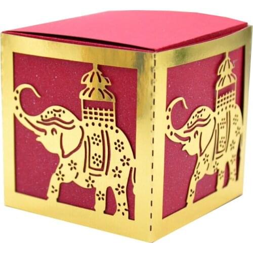 Elephant style paper wedding favor boxes 50 pcs laser cut wedding favor boxes