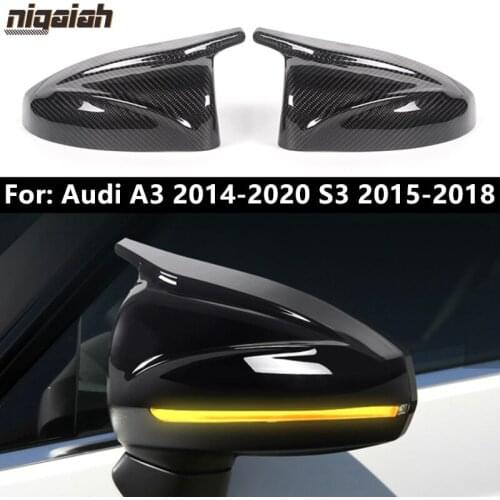 For Audi A3 S3 V8 Car Mirror Cover Real Carbon Fiber A3 2014 2015 2016 2017 2018 2019 2020 Side Door Mirror Cap Shell Housing