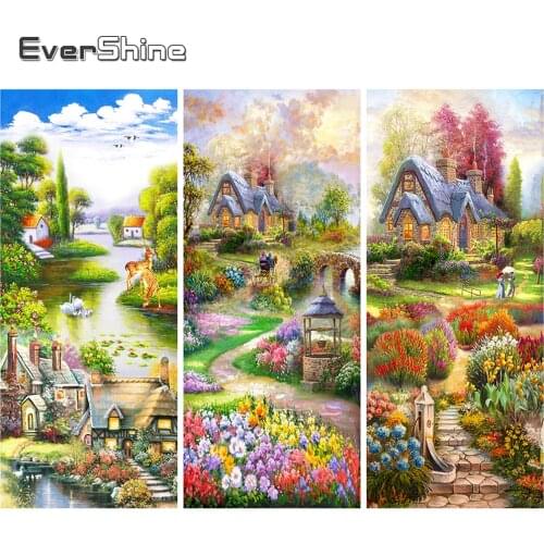 EverShine Diamond Painting Landscape Diamond Embroidery DIY Garden Full Square Mosaic Picture Of Rhinestones House Home Decor