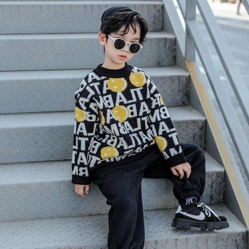 Boys Sweater Kids Outwear Tops 2021 Hot Sale Fleece Thicken Warm Winter Autumn Knitting Pullover Children Clothing