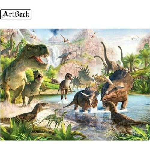 Hot 5d Diamond Painting Dinosaur Pattern Full Square Diamond Mosaic Kit Diamond Embroidery 3d Wall Sticker Kids Gift