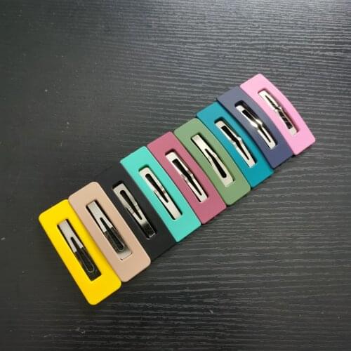 Korea Square Hairpin Scrub Matte Hair Clips Colorful Barrettes Geometric Fluffy Hair Clip Hollow Fashion Hair Accessories Women