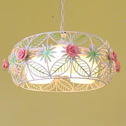 Korean Restaurant Bedroom Garden Style Iron Flower Pendant Light hanglamp