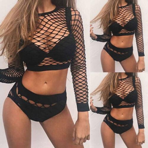 Swimsuit cover up Womens Summer Lace Fishnet Bikini Cover Up Swimwear Bathing Suit Beach Dress