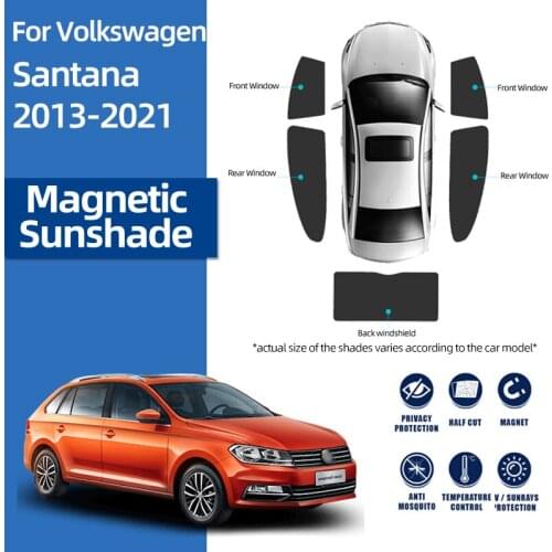 For Volkswagen Santana 2013-2021 Protective Cover Block Light Sunshades Cool Down Front Window Mesh Removable Foldable Sun Visor