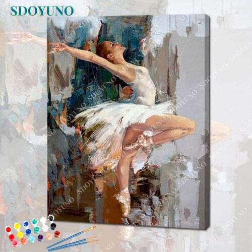 SDOYUNO 60x75cm Oil Painting By Numbers Dancer Paint By Numbers On Canvas Figure Watercolor By Numbers Frameless Home Decor