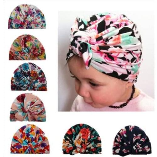 Lovely Printing Flower Baby Hat For Boy Girl Infant Cotton Beanie